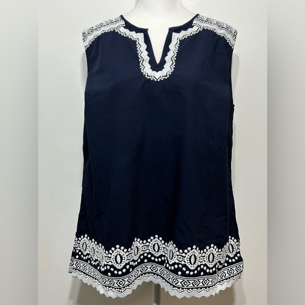 Talbots Boho Embroidered Sleeveless Blouse
